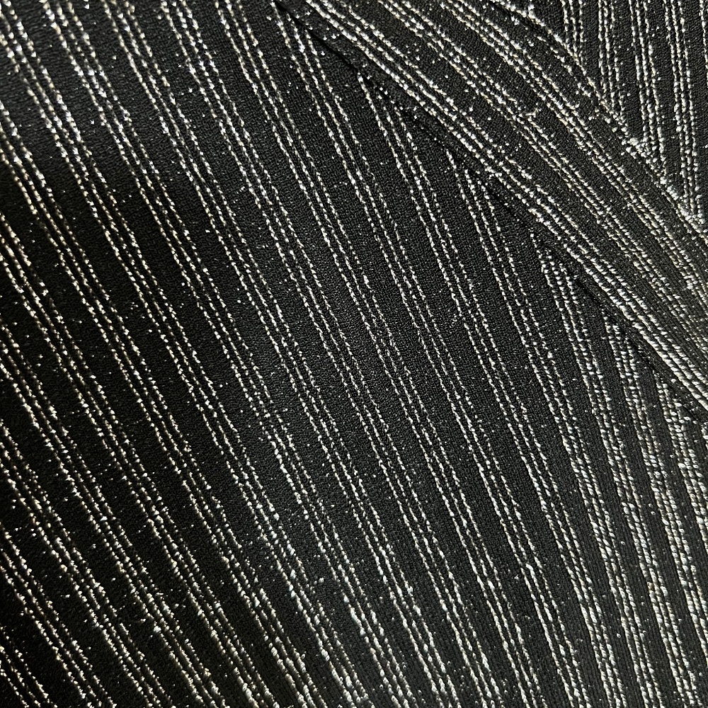 BCBG MAXAZRIA Silver on Black, Metallic lightweight knit Short Wrap Dress - Picture 12 of 14